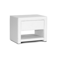 Baxton Studio BBT3092-White-NS Massey White Upholstered Modern Nightstand
